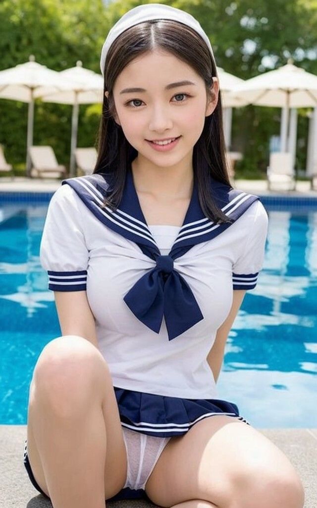 制服水着の美少女たち AIグラビア写真集 AI生成 サンプル6ページ目