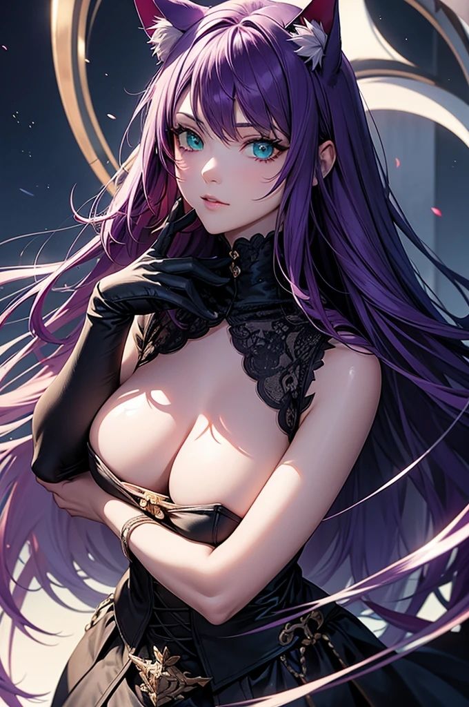 AIイラスト集 紫の妖艶なネコミミ美女 サンプル1ページ目