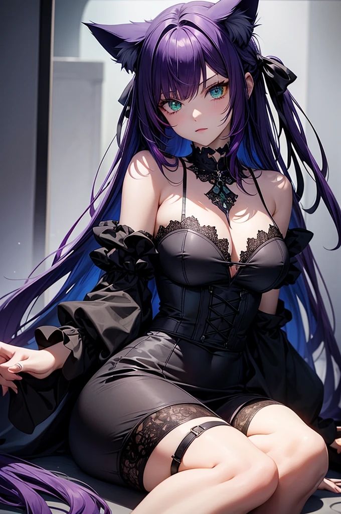 AIイラスト集 紫の妖艶なネコミミ美女 サンプル3ページ目