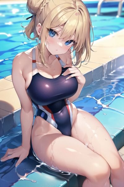 金髪巨乳の競泳水着の美女たち サンプル6ページ目