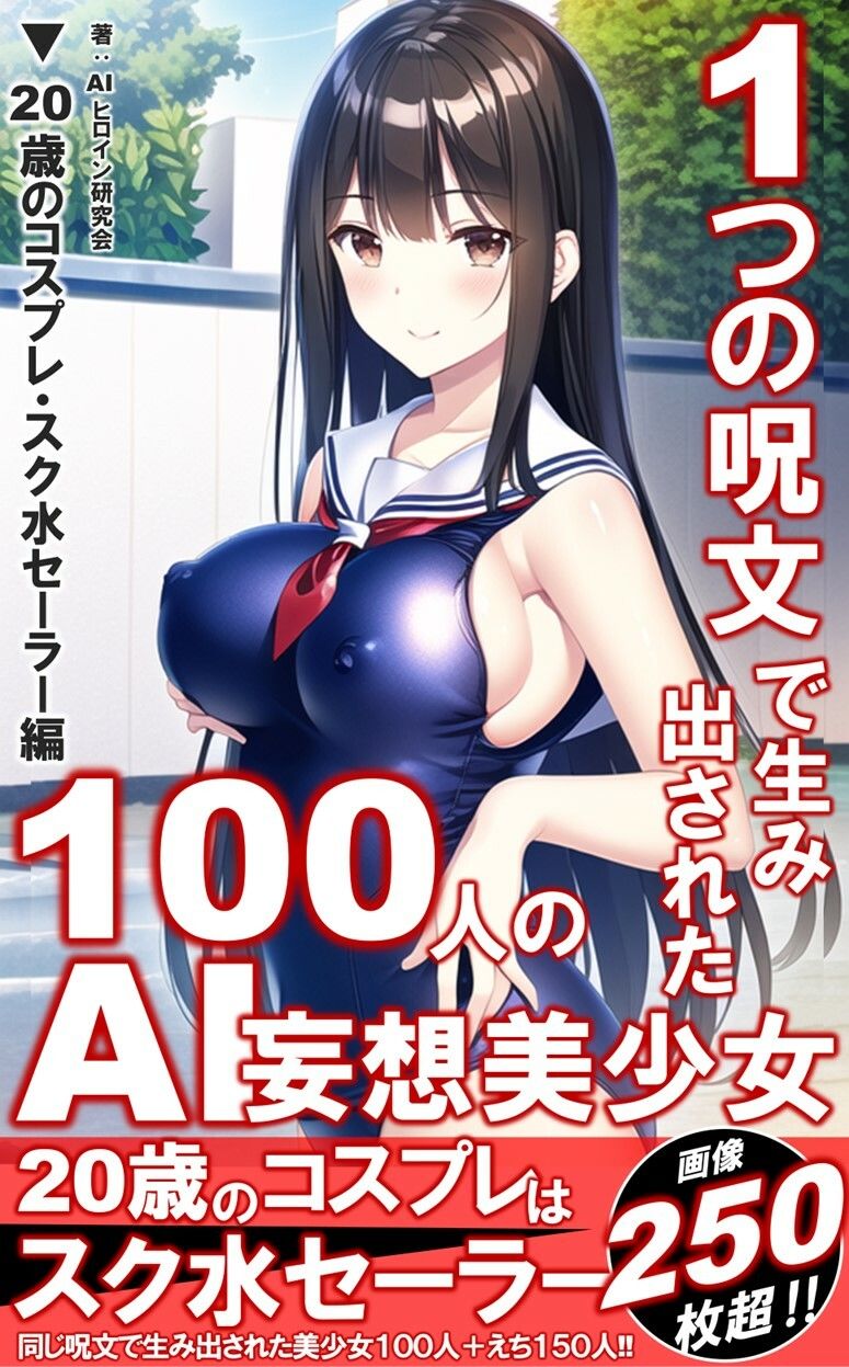 1つの呪文で生み出された100人のAI妄想美少女【20歳のコスプレ・スク水セーラー編】 サンプル1ページ目
