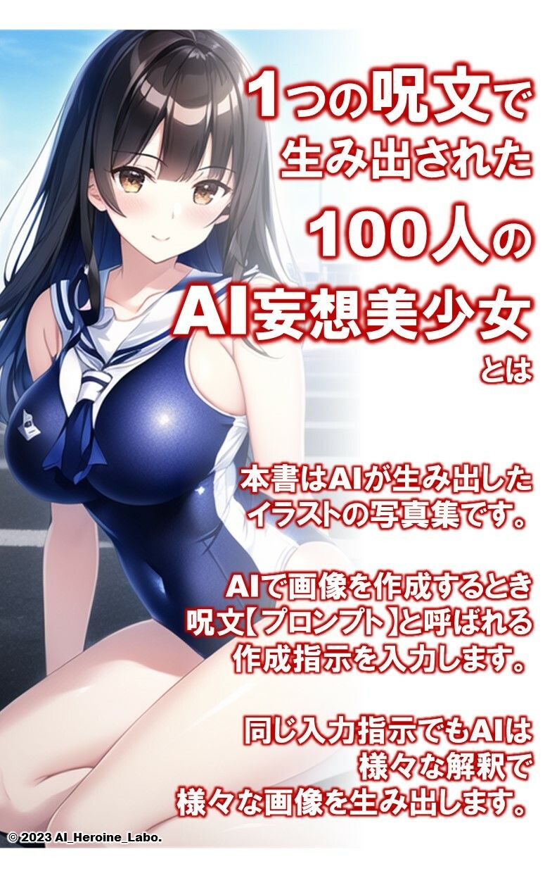 1つの呪文で生み出された100人のAI妄想美少女【20歳のコスプレ・スク水セーラー編】 サンプル2ページ目
