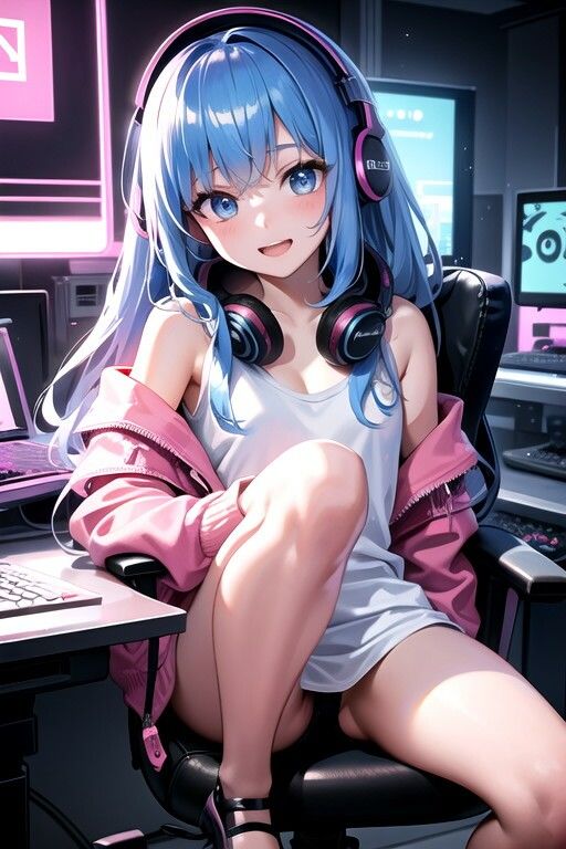 【青髪ゲーマー女子校生】緊縛拘束され強●高圧中出し サンプル1ページ目