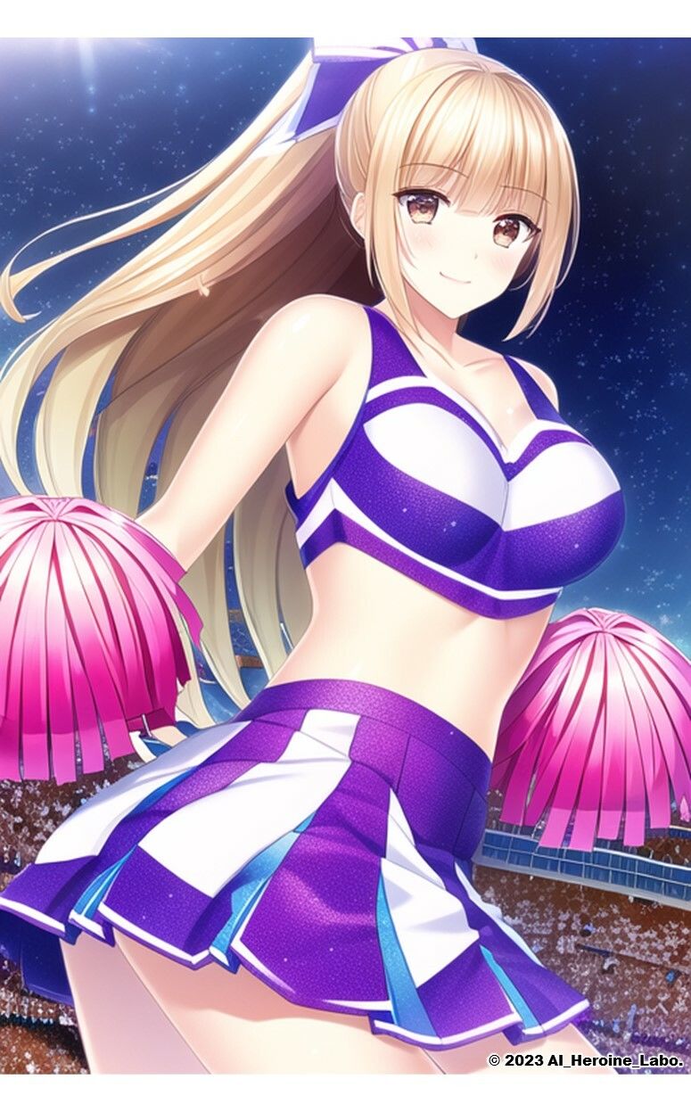 1つの呪文で生み出された100人のAI妄想美少女-3【夜のスタジアムの下乳チアガール編】 サンプル4ページ目