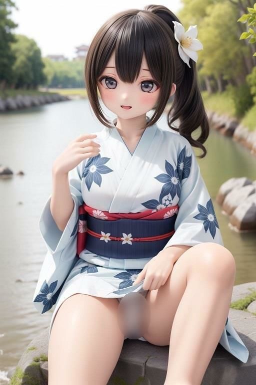 浴衣で座ってパンチラ2 サンプル1ページ目