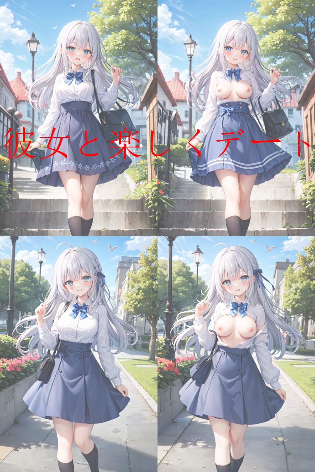 清楚銀髪ちゃんとイチャラブデート サンプル2ページ目
