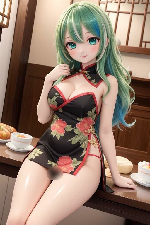 チャイナドレスで座ってパンチラ サンプル3ページ目