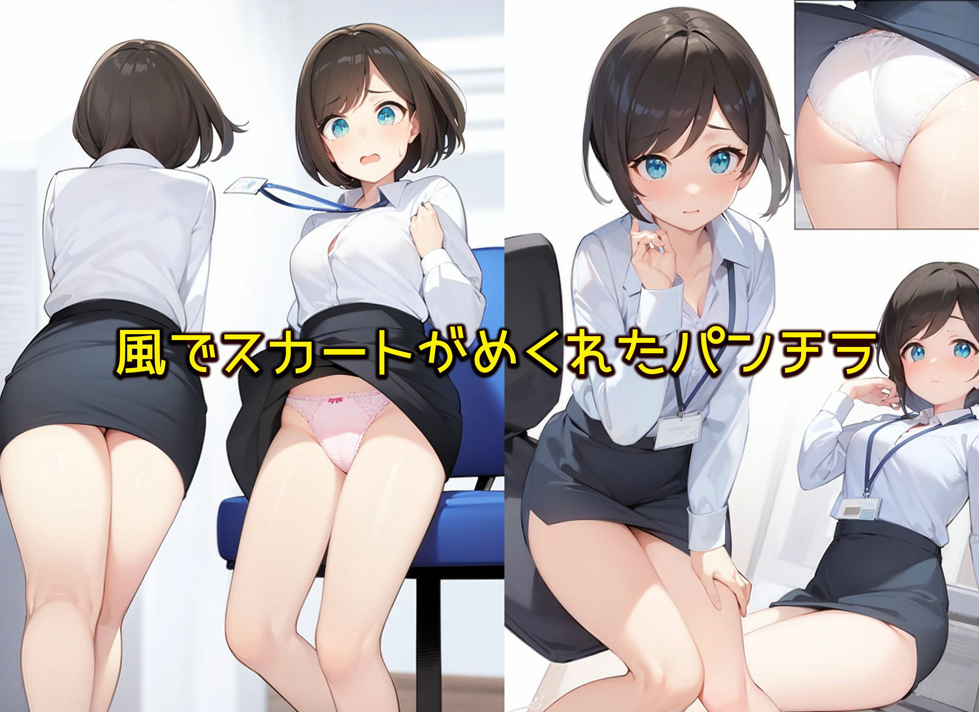 【オフィスで風】空調設備が故障中で色んな角度から適度な風が吹かれスカートがめくれてしまったOL女子社員達 サンプル5ページ目