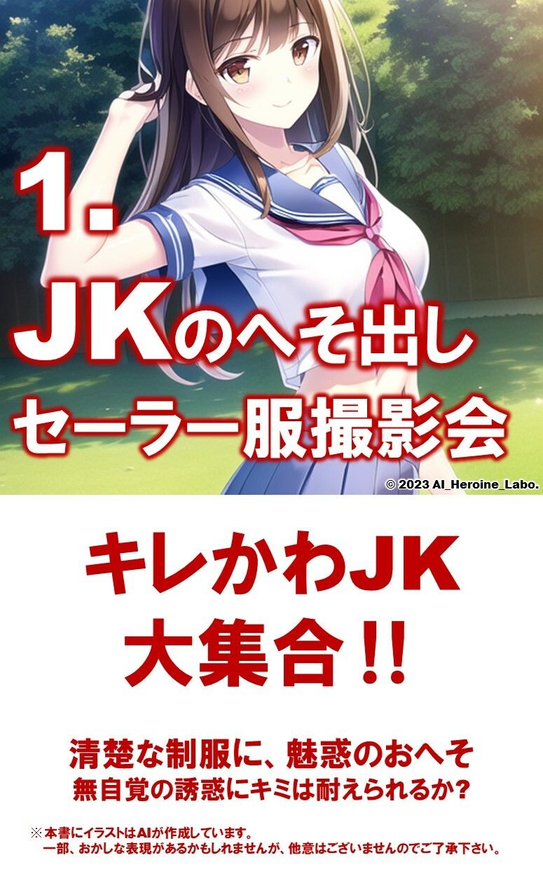 1つの呪文で生み出された100人のAI妄想美少女-7【へそ出しJKセーラー女子編】 サンプル3ページ目