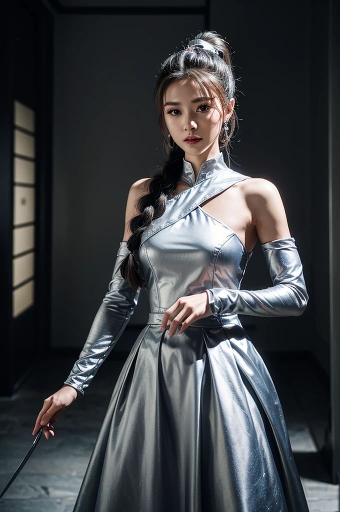 AI写真集 銀の輝き 三つ編み美女の煌めく瞬間 サンプル2ページ目