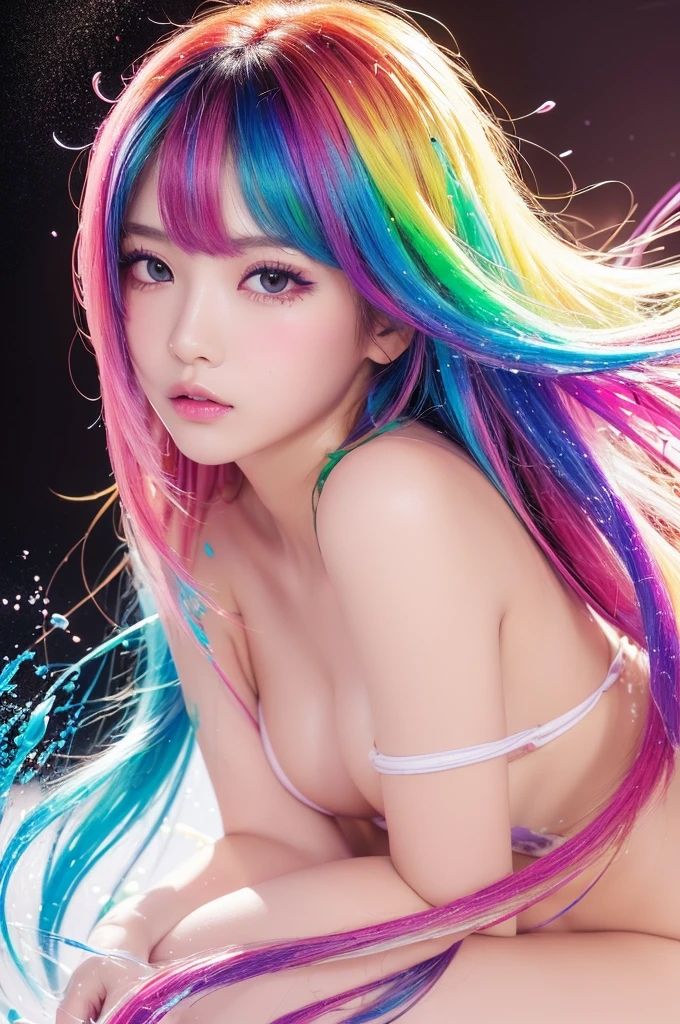 AI写真集 虹のファンタジア ペイントスプラッシュの美女 サンプル6ページ目