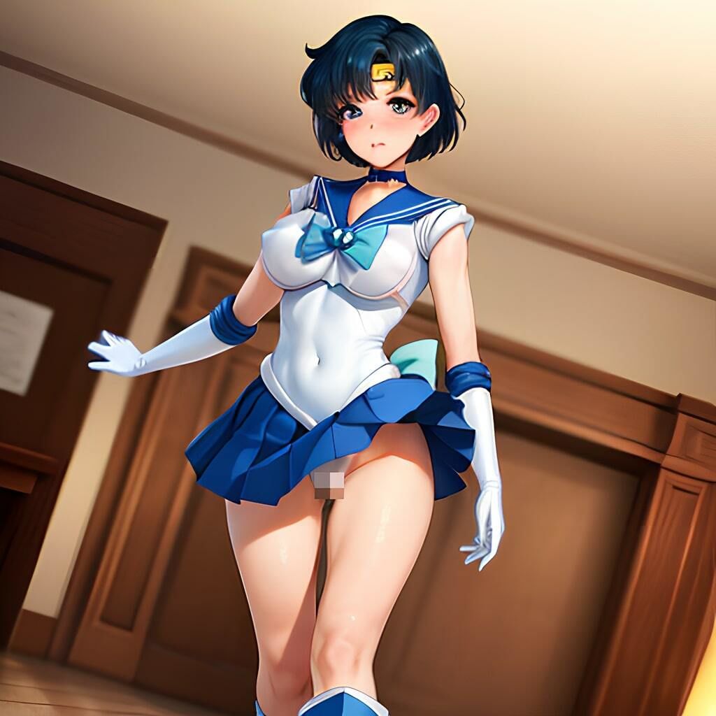 セーラー服美魔女戦士セーラーマーキュ◯ー サンプル4ページ目