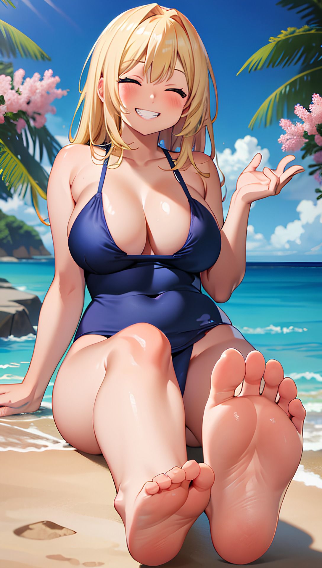 金髪巨乳とスクール水着 サンプル2ページ目