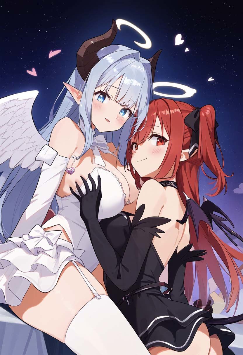 天使と悪魔の禁断の愛し合い交わってはイケナイ2人の秘密の関係｜百合イラスト500枚（ゆり・レズ・キス・セックス） サンプル7ページ目