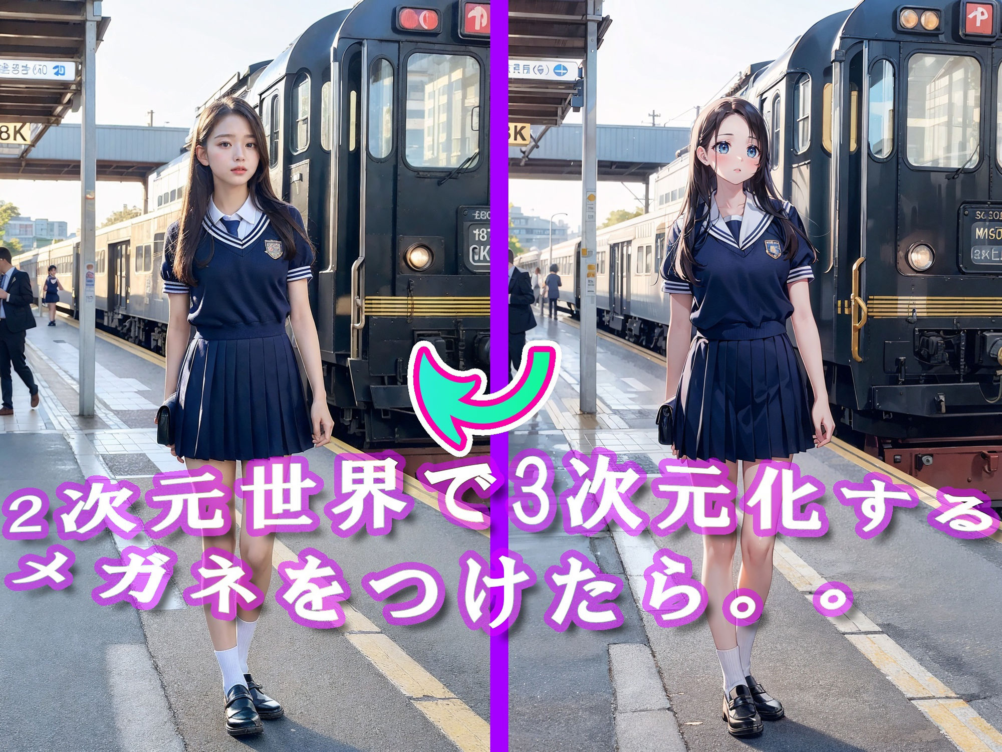 ★3次元化メガネ★電車の向かい席18〜トイレ〜ホテル サンプル1ページ目