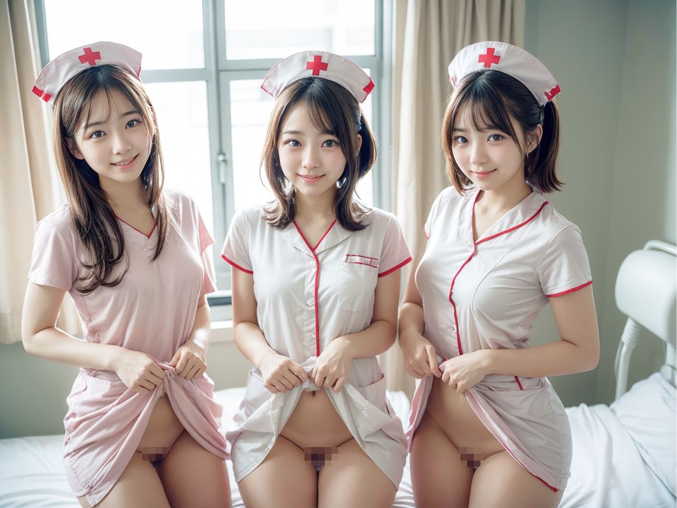 えちえちナースハーレム♪ ナースさんたちに性処理してもらえるサービス♪ サンプル1ページ目