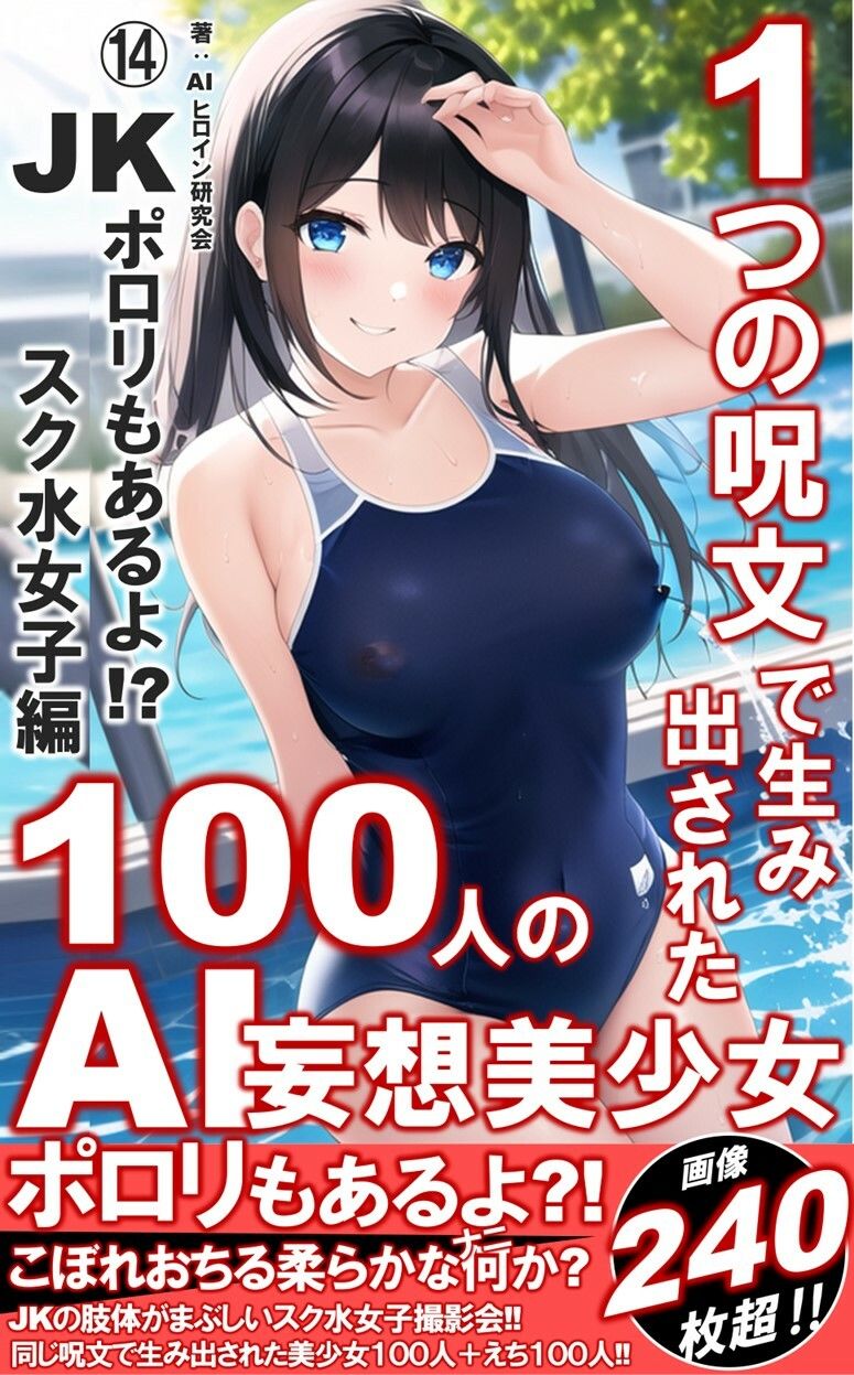 1つの呪文で生み出された100人のAI妄想美少女-14【ポロリもあるよ？！ JKスク水女子撮影会編】 サンプル1ページ目