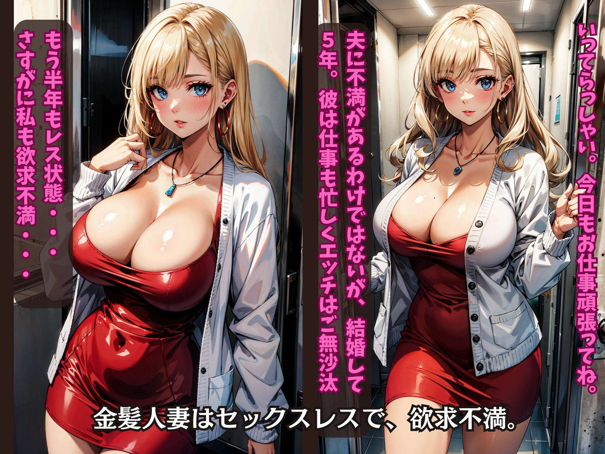 金髪人妻は欲求不満。お隣の大学生を連れ込み、中出し不倫セックスにどハマり中。 サンプル2ページ目