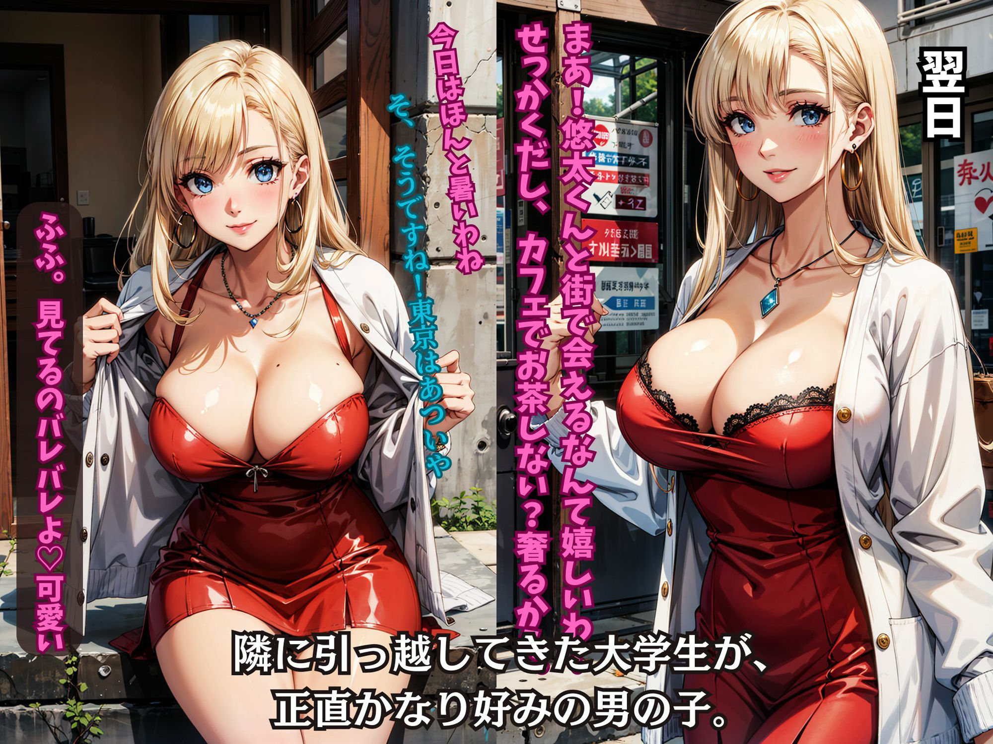 金髪人妻は欲求不満。お隣の大学生を連れ込み、中出し不倫セックスにどハマり中。 サンプル3ページ目