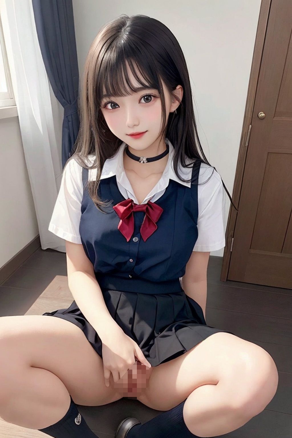 開脚女子校生 黒髪ロング編 サンプル2ページ目