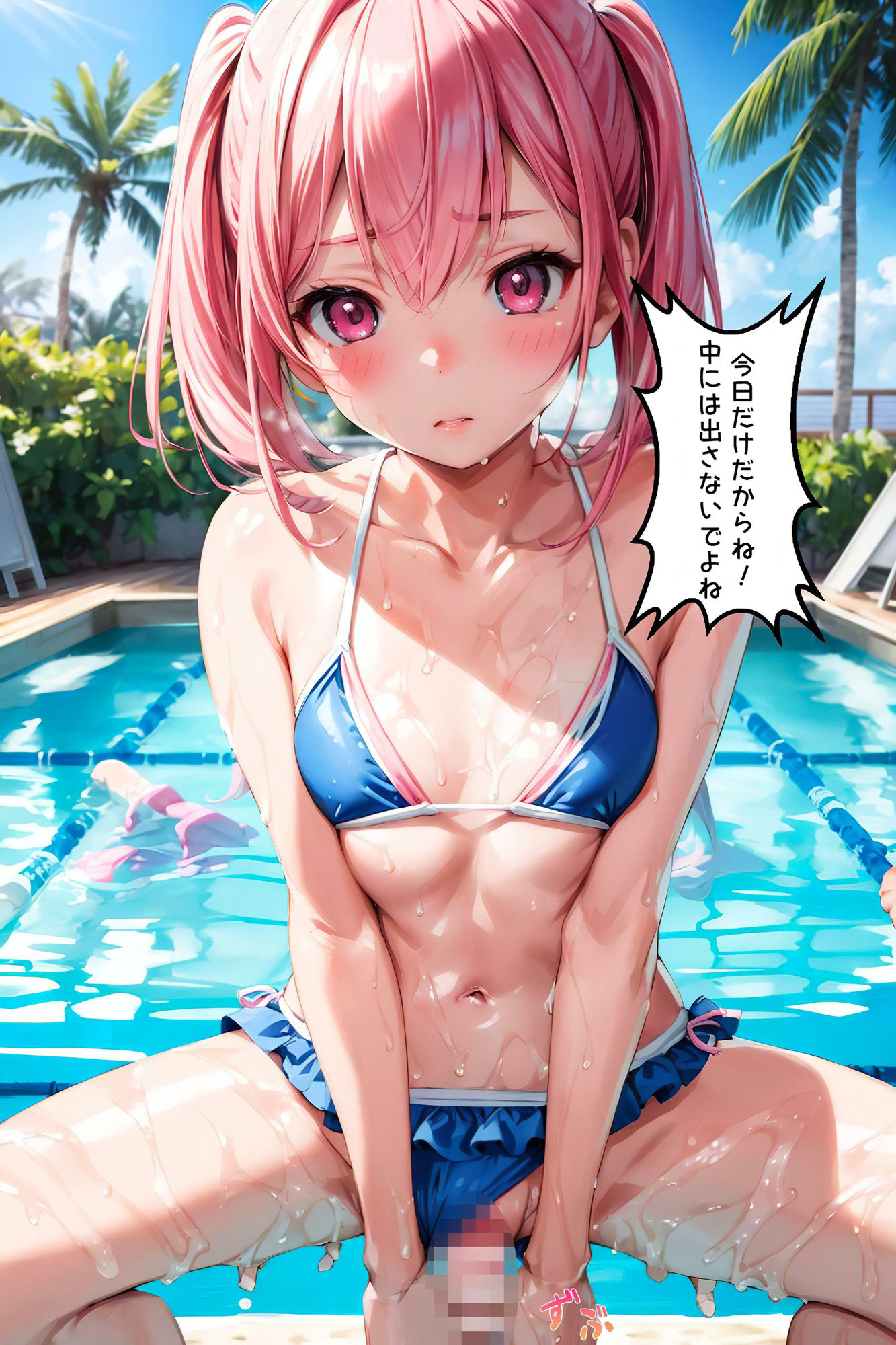 夏の市民プールに可愛い少女たちがいたので声をかけてみたら…（セリフ付き） サンプル9ページ目
