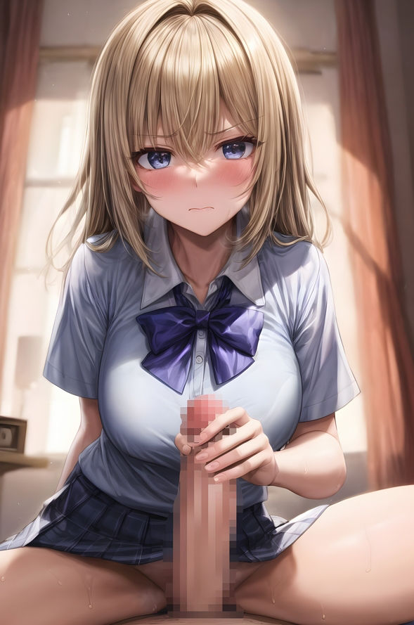 嫌そうな顔しながら手コキしてくれる女学生 サンプル3ページ目
