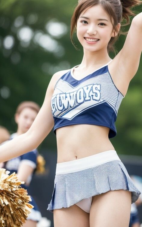 目線が奪われてしまうチアガールの美女 AIグラビア写真集 AI生成 サンプル1ページ目