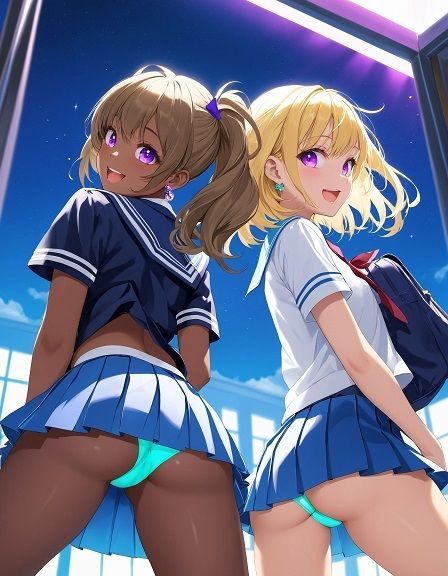 えちえちギャル制服女子のネオンカラーパンツ〜ローアングル編〜 サンプル2ページ目