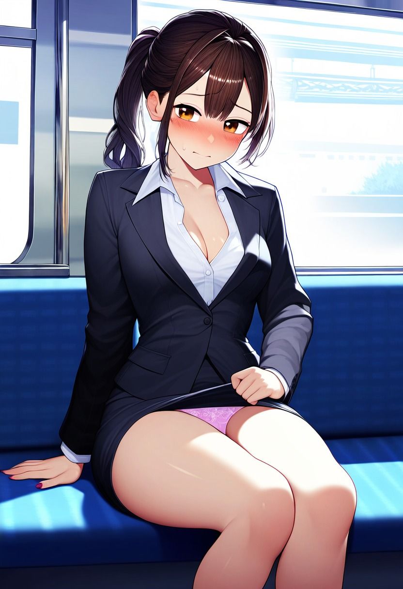 スーツのスカートからパンチラする清楚女子大生！就活中に下着のパンツをチラリ！ サンプル4ページ目