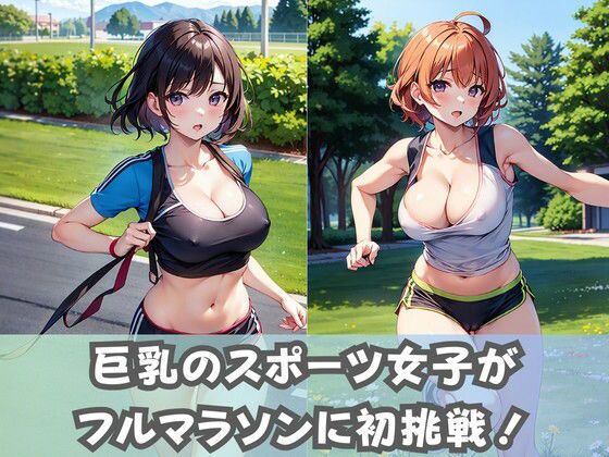 【巨乳スポーツ女子】ノーブラ美少女がフルマラソンに参加！乳首フル勃起の爆乳がぶるんぶるん！ サンプル1ページ目