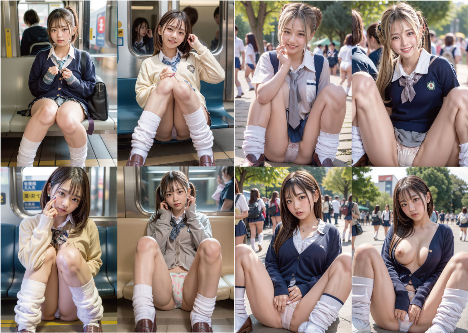 【セリフ動画付き】まん開女子校生！どすけべルーズソックスギャルJK集合！ サンプル2ページ目