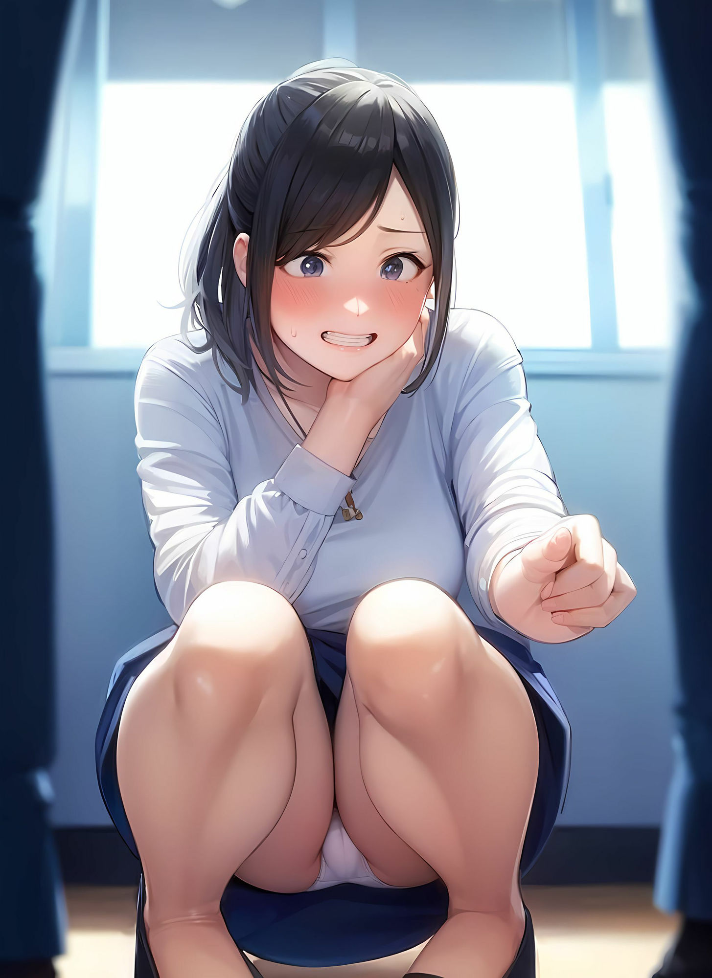 【高画質】自宅でローアングルな美脚を見せながら誘惑してくる私服姿のOL女子社員様 サンプル9ページ目