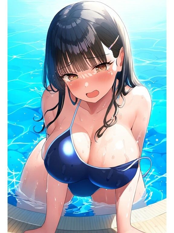 黒髪清楚なスクール水着の巨乳JKと中出しセックス【アヘ顔・フェラ・パイズリ】 サンプル3ページ目