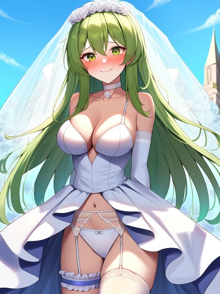 恥ずかしい花嫁になった女の子のAIイラスト集 サンプル1ページ目