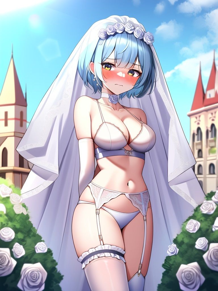 恥ずかしい花嫁になった女の子のAIイラスト集 サンプル2ページ目