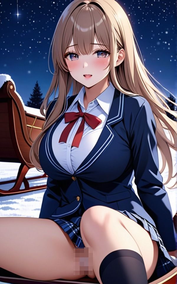 先輩と一緒にゲレンデで星空見たいな 巨乳制服女子は色気がすごい サンプル2ページ目