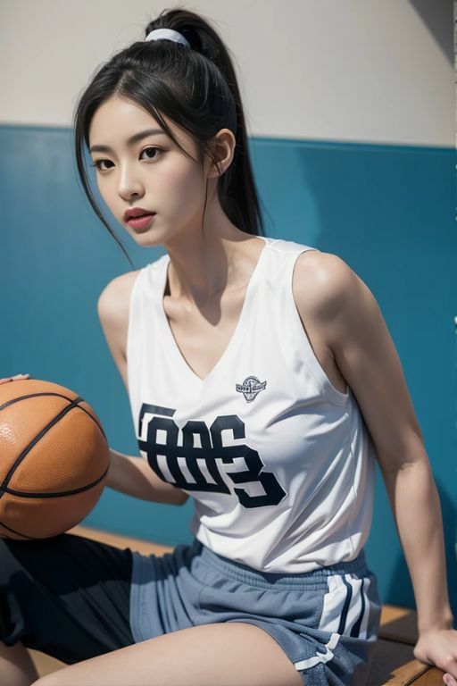 AI美女バスケットボールショット: スポーツとグラビアの融合 サンプル2ページ目