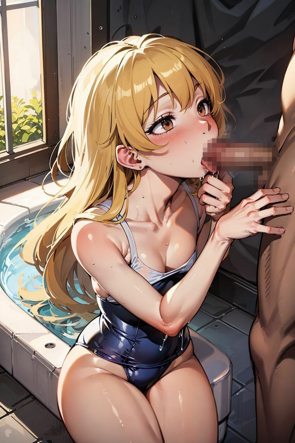 スク水姿の女子校生/浴室に連れ込みエッ〇！清楚な外見とは裏腹に サンプル3ページ目