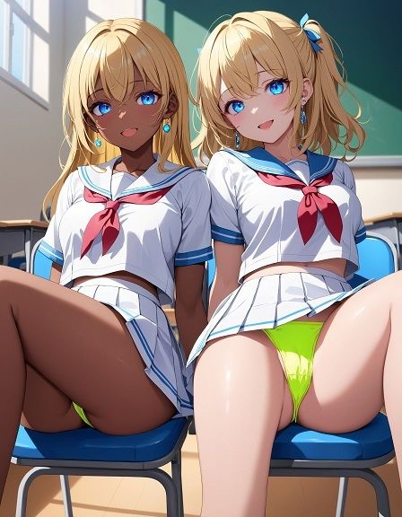 えちえちギャル制服女子のネオンカラーパンツ〜座り編〜 サンプル1ページ目