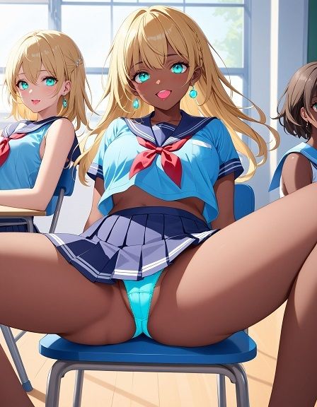 えちえちギャル制服女子のネオンカラーパンツ〜M字開脚編〜 サンプル1ページ目