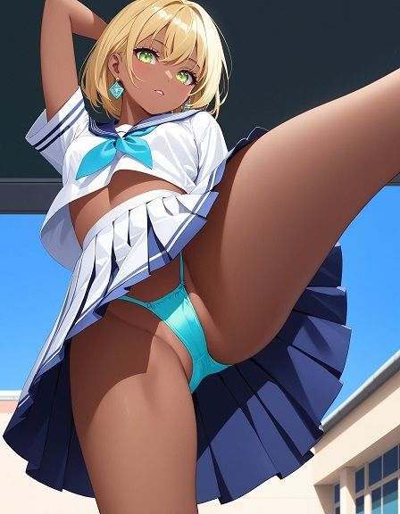 えちえちギャル制服女子のネオンカラーパンツ〜片足上げパンモロ編〜 サンプル1ページ目