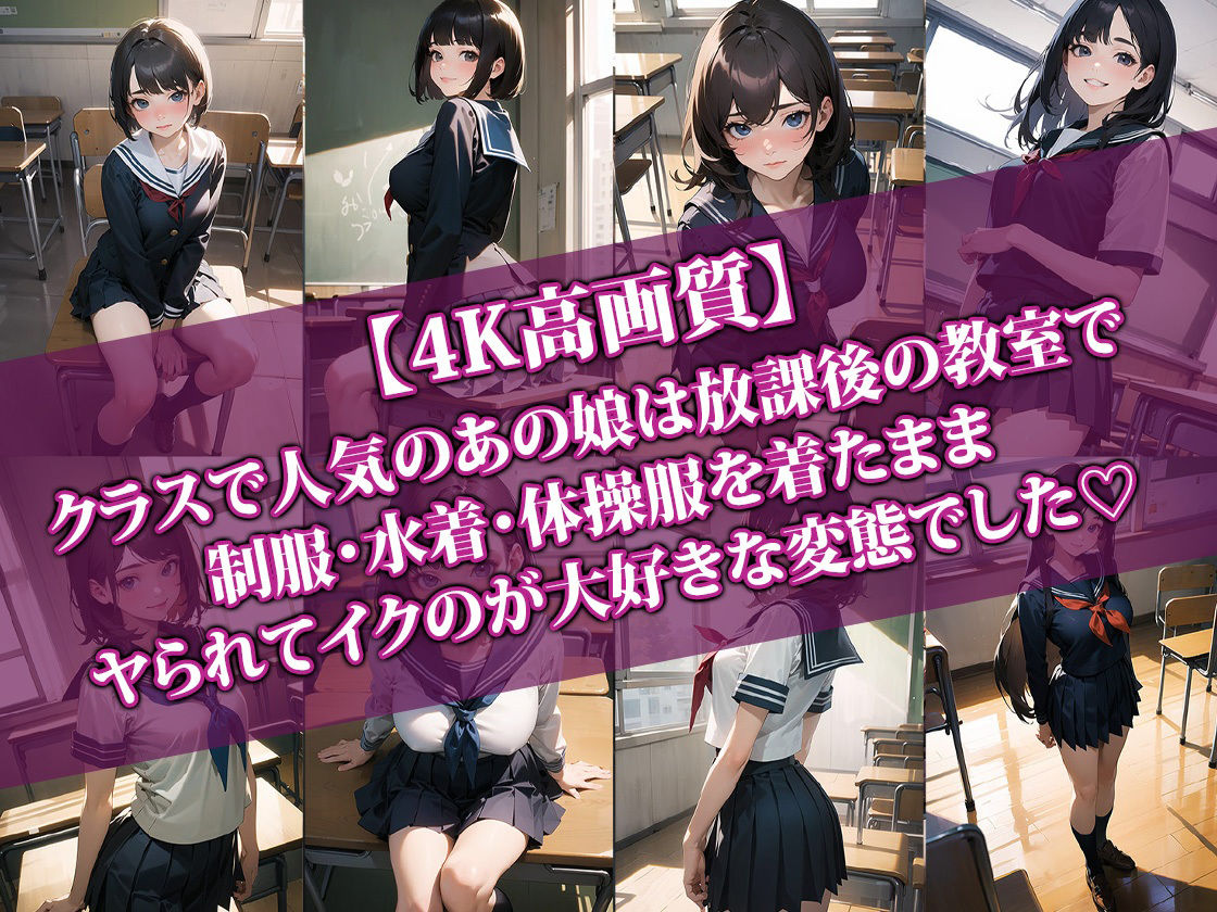 【4K高画質】放課後の教室でイクのが大好きな彼女 サンプル1ページ目