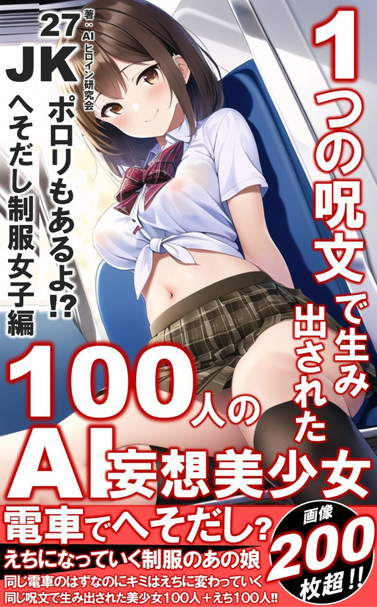 1つの呪文で生み出された100人のAI妄想美少女-27【通学電車のJKへそだし制服女子編】 サンプル1ページ目