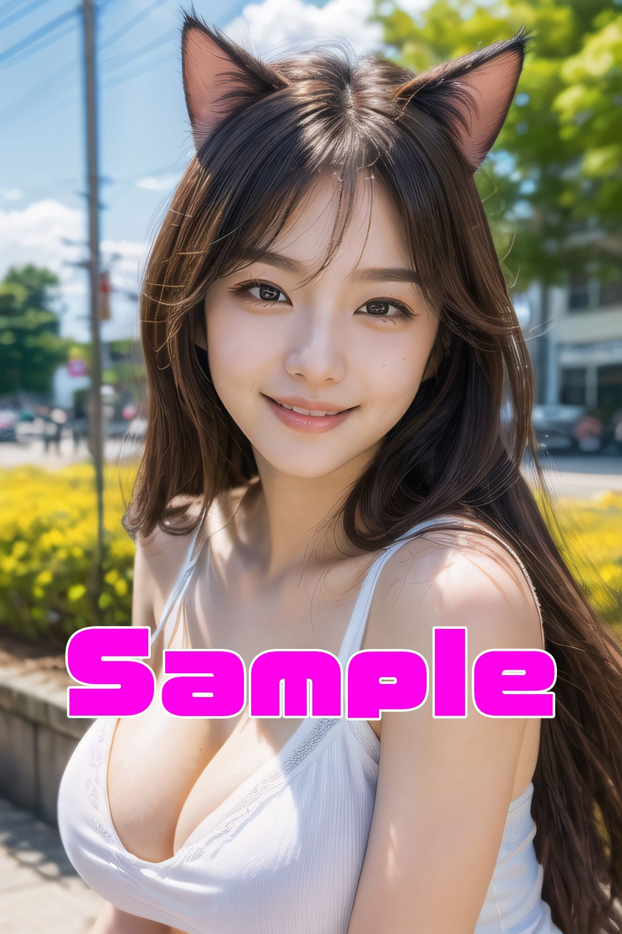 ネコ耳美女図鑑 黒髪ロング編 サンプル1ページ目