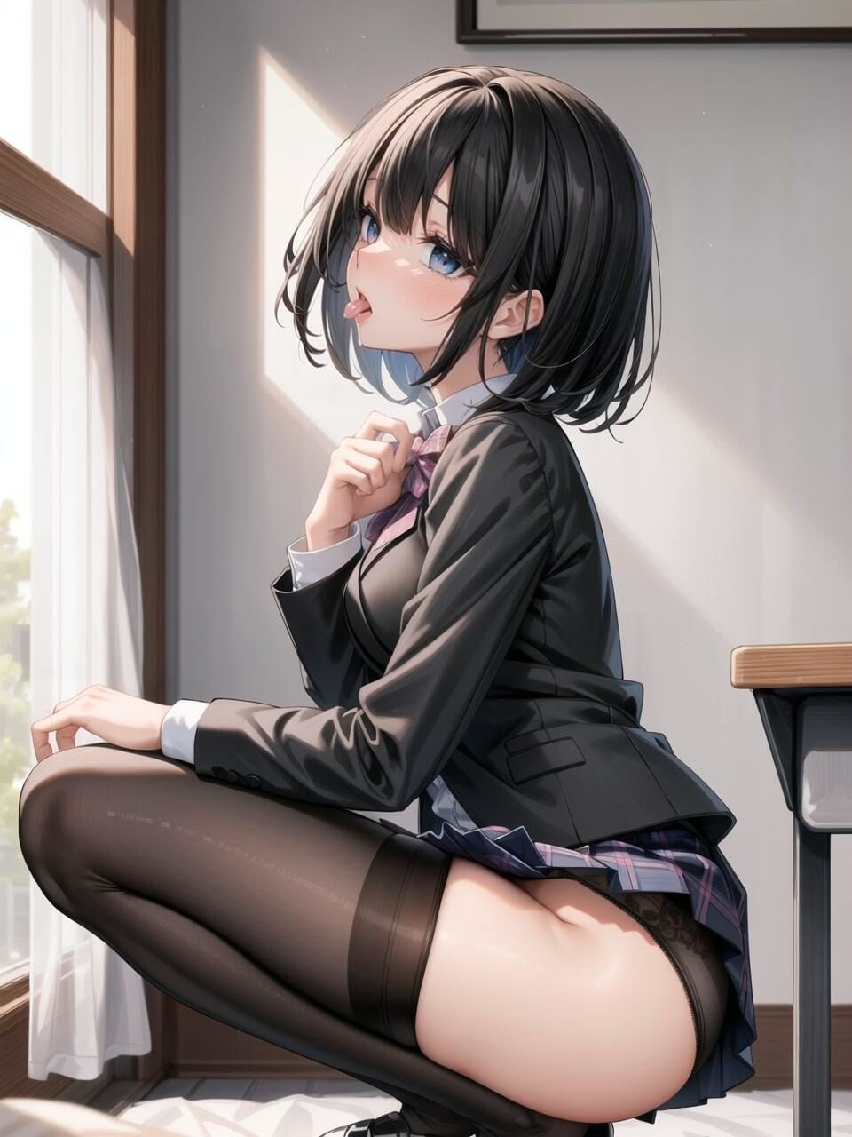 黒タイツ女子校生着衣〜下着〜本番 サンプル3ページ目