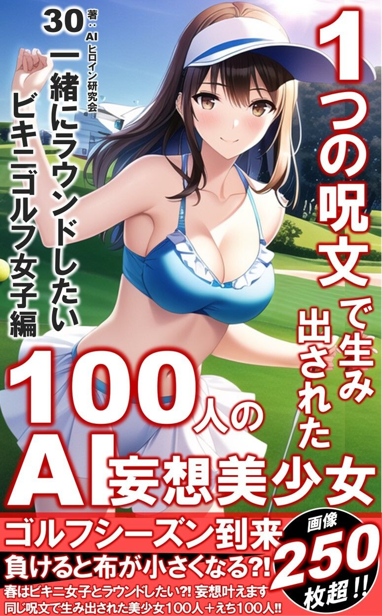 1つの呪文で生み出された100人のAI妄想美少女-30【一緒にラウンドしたいビキニゴルフ女子編】 サンプル1ページ目