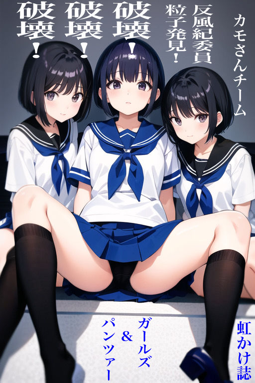 虹かけ誌 ガールズ＆パンツァー イラスト集11 カモさんチーム 反風紀委員粒子発見！ 破壊！ 破壊！ 破壊！ サンプル1ページ目