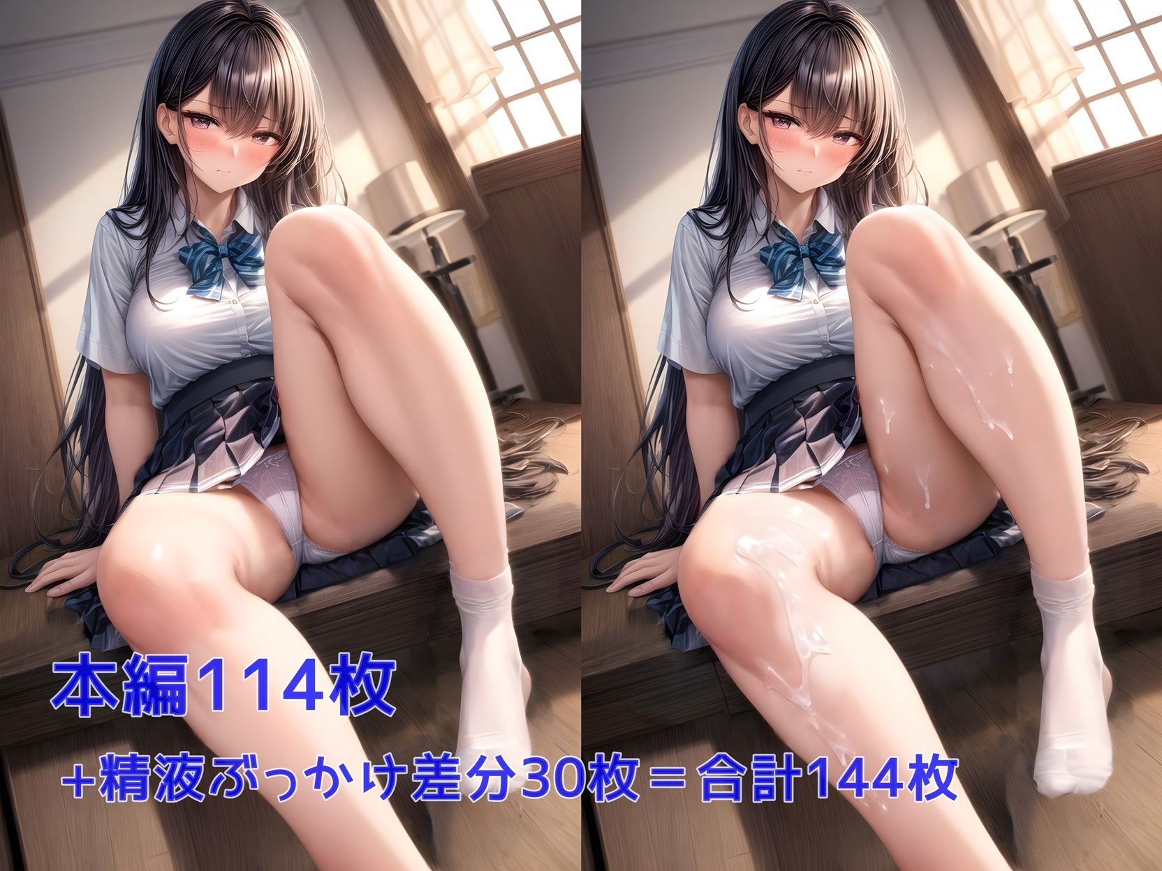 【脚フェチ向け】女の子の美脚イラスト集 精液ぶっかけ差分あり サンプル1ページ目