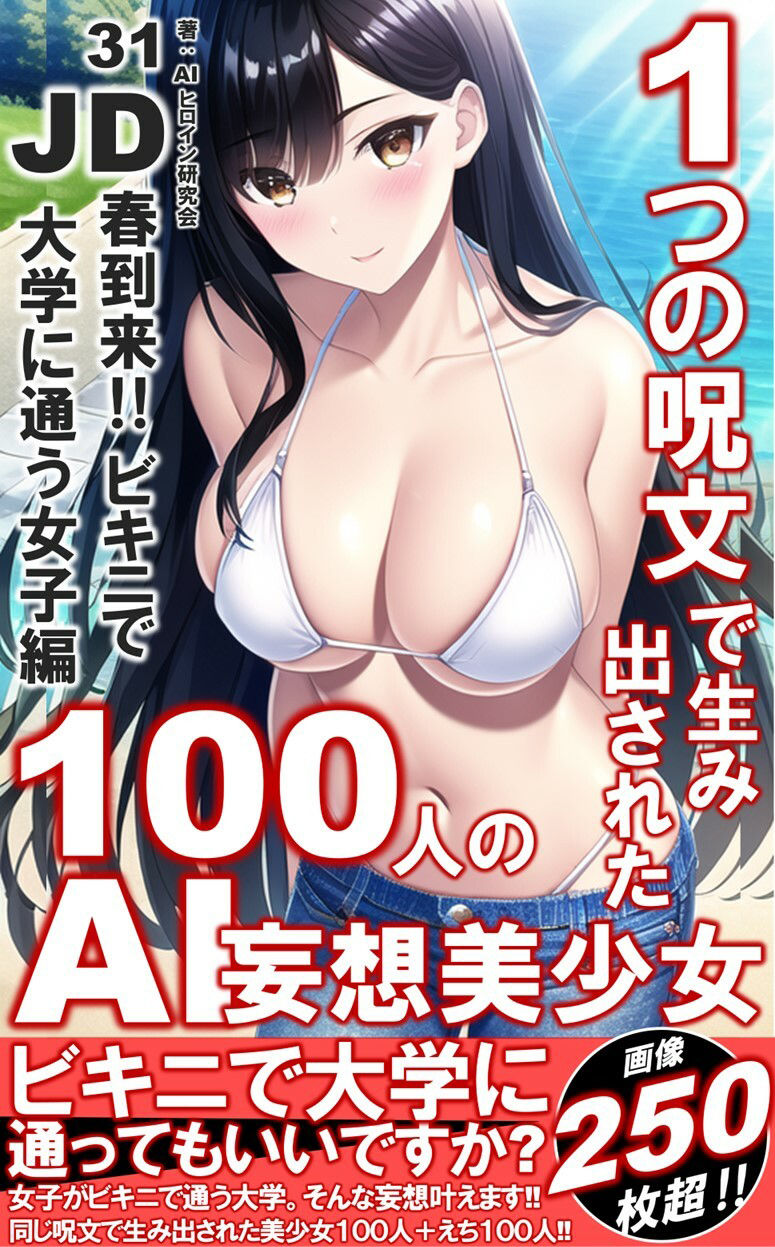 1つの呪文で生み出された100人のAI妄想美少女-31【春到来！ビキニで大学に通うJD女子編】 サンプル1ページ目