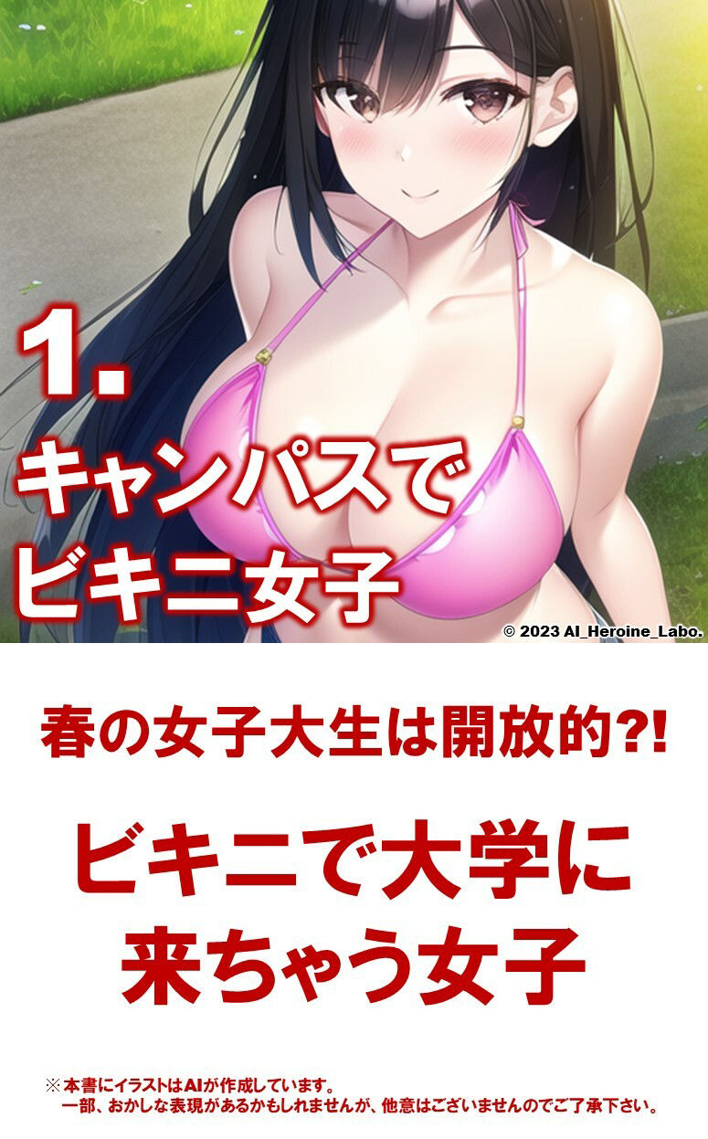1つの呪文で生み出された100人のAI妄想美少女-31【春到来！ビキニで大学に通うJD女子編】 サンプル3ページ目